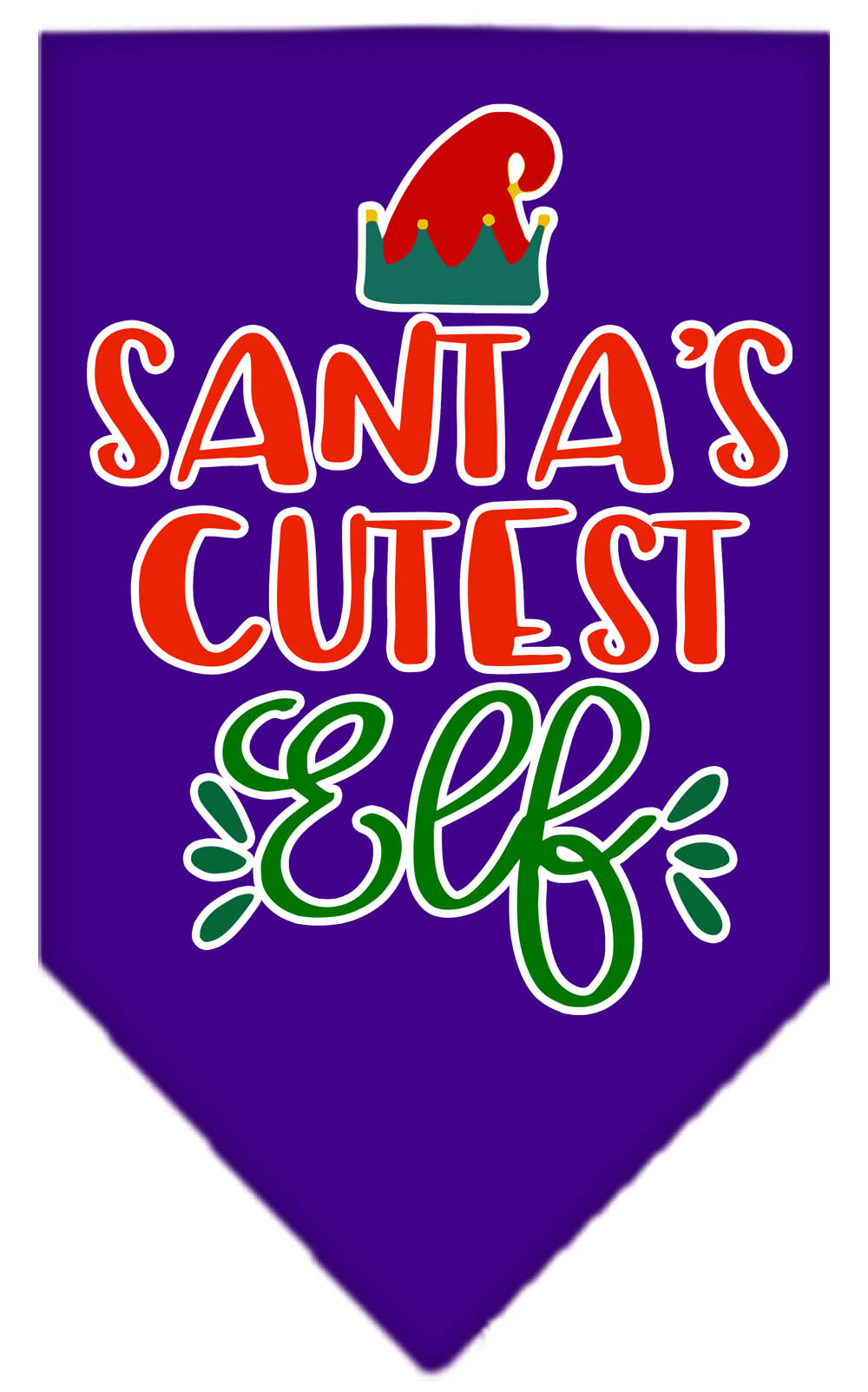 Santa's Cutest Elf Screen Print Bandana Purple Large